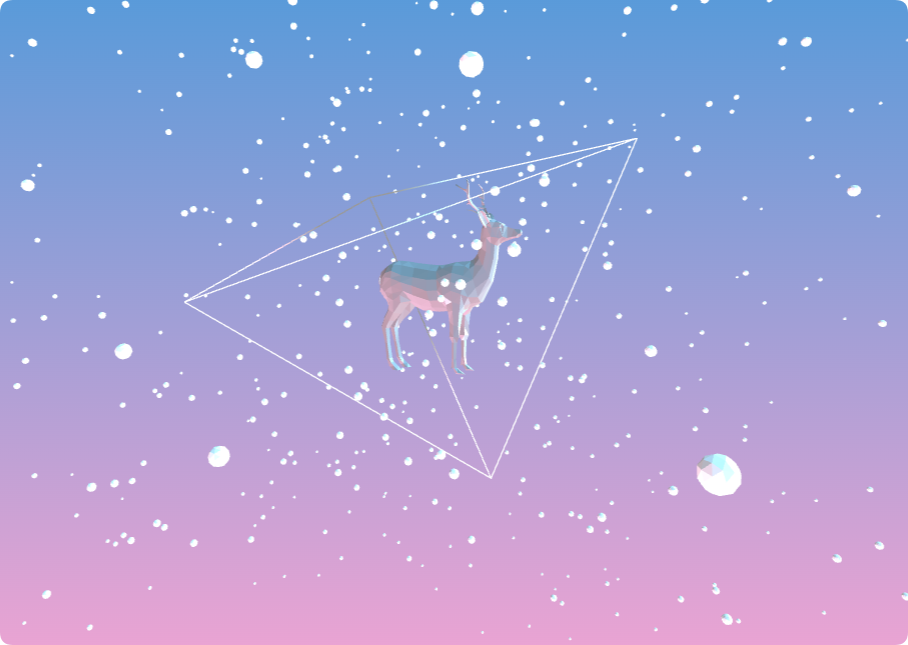html5 + Three.js 3D风雪封印在棱镜中的梅花鹿动态特效代码